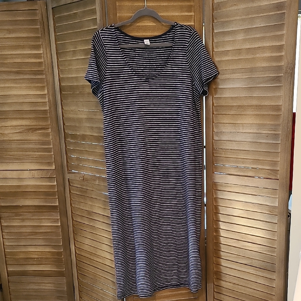 Navy and White Striped Maxi Dress